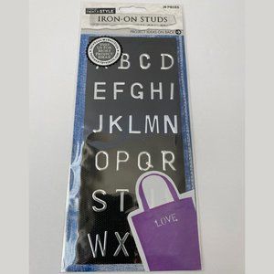 Iron-On Studs Alphabet Silver 1x1.5 cm